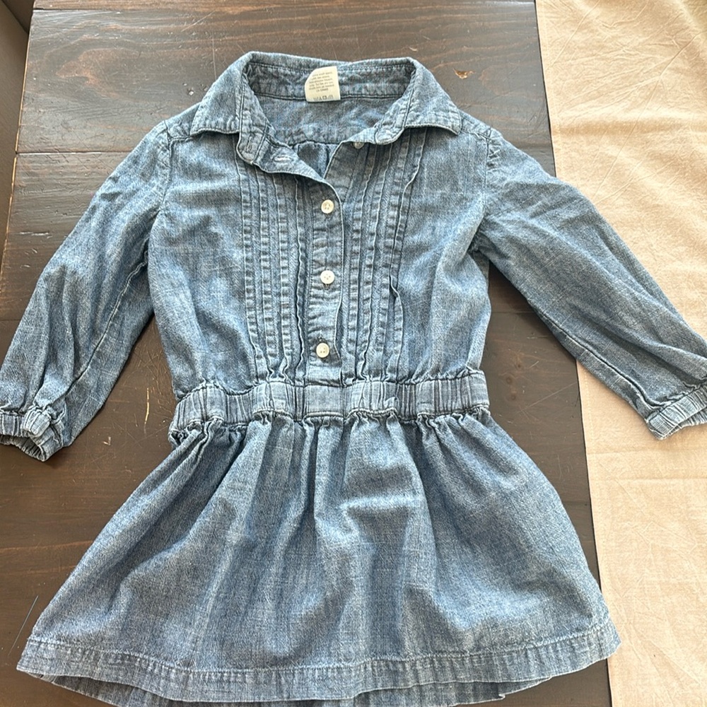 Crew cuts, toddler girl size 3 denim button-down collar dress